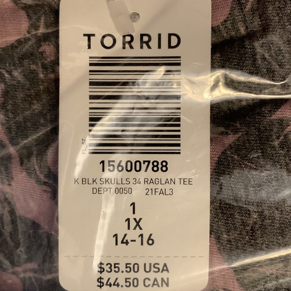 COPY - Torrid Raglan Tee - Triblend Jersey Torrid size 1 or 1X 14-16 Lavender … - Picture 4 of 4